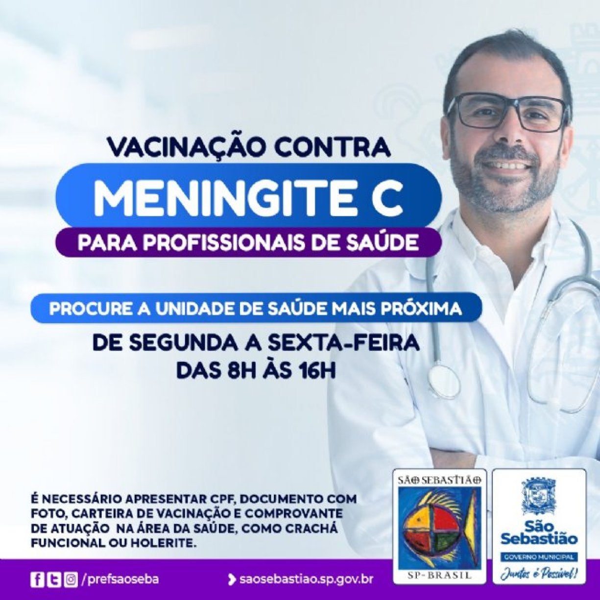 São Sebastião vacina profissionais da Saúde contra a Meningite C