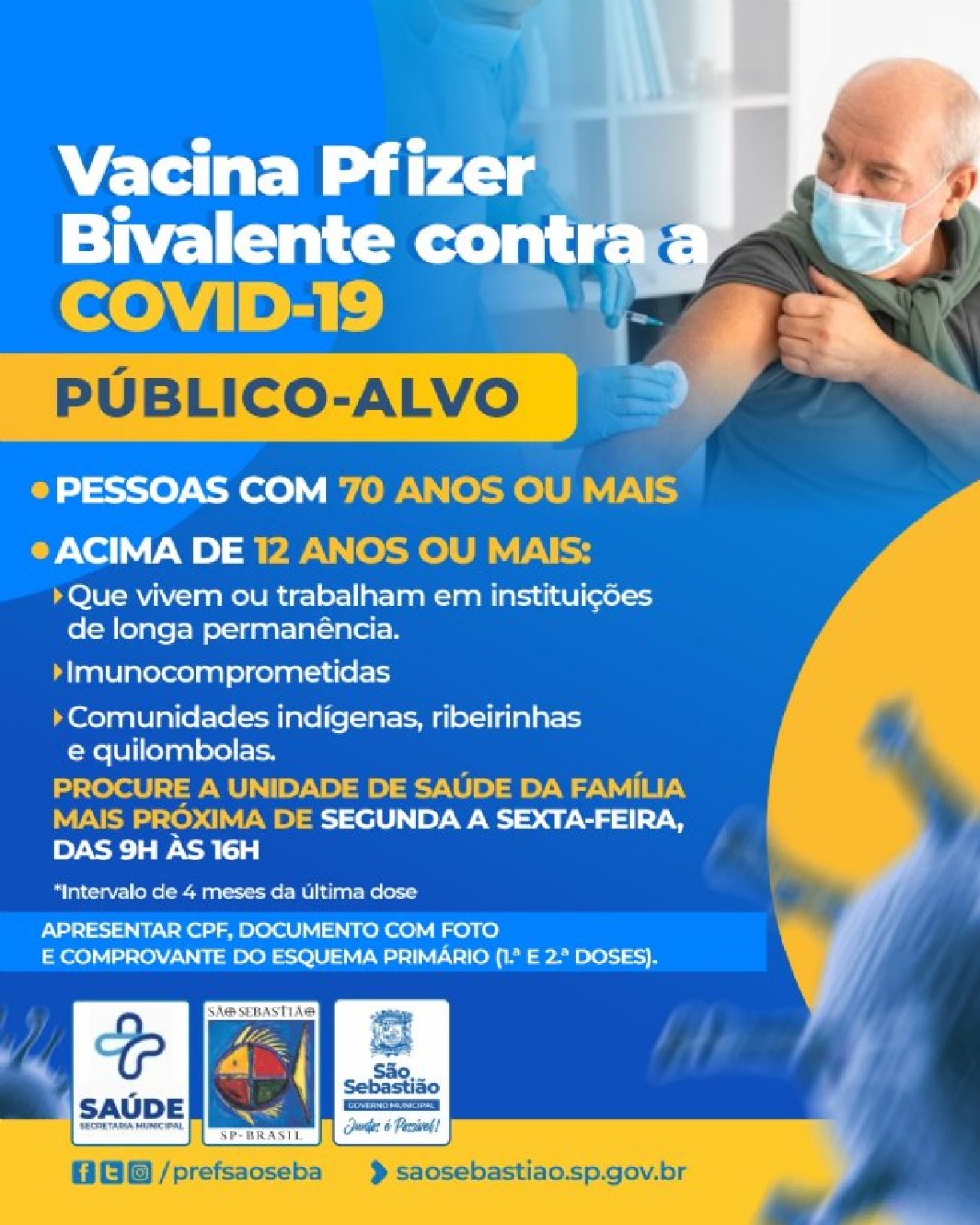 São Sebastião inicia vacinação contra a Covid-19 com doses da vacina bivalente