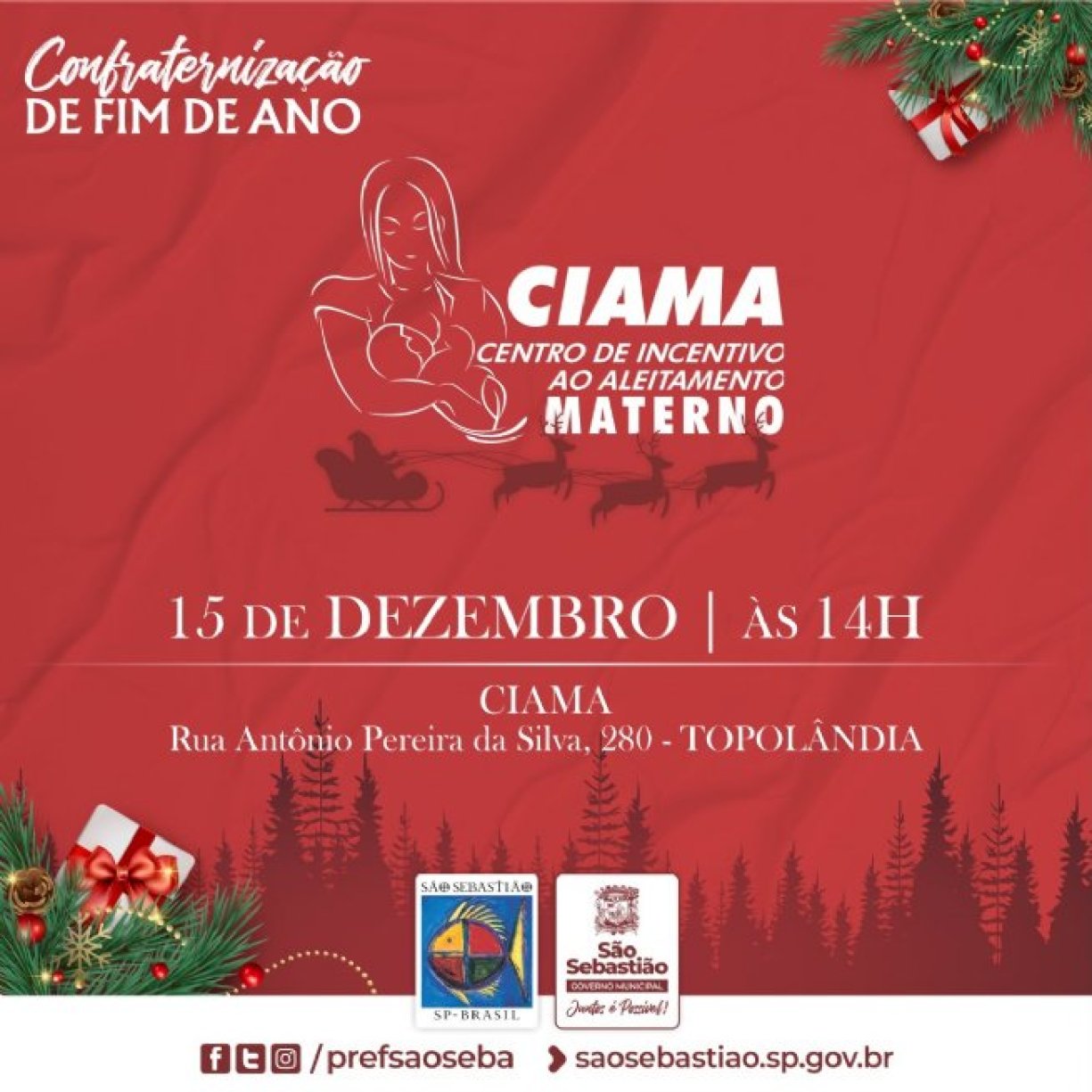 Confraternização de final de ano do CIAMA será marcada pela chegada do Papai Noel
